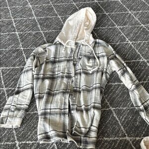 Plaid Hoodie - Black, White, and grey, super soft and comfy!